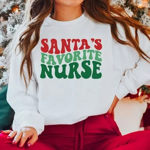 Santa Favorite Nurse Nurse Nurse Shirt Nurse Shirt Nurse Cute Santa Shirt Retro Santa Shirt Him Her T-Shirts, Hoodie, Sweatshirt - T-Shirt, Sweatshirt, Hoodie