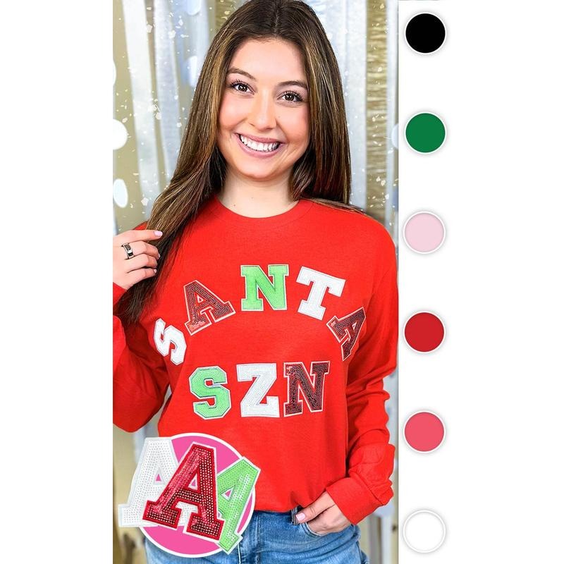 Santa Season Sequin Long Sleeve T-Shirts, Hoodie, Sweatshirt - T-Shirt, Sweatshirt, Hoodie
