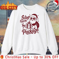 Santa Stop Staring at My Package shirt Unisex T-shirt, Sweatshirt, Hoodie, Long Sleeve Tee - T-Shirt, Sweatshirt, Hoodie