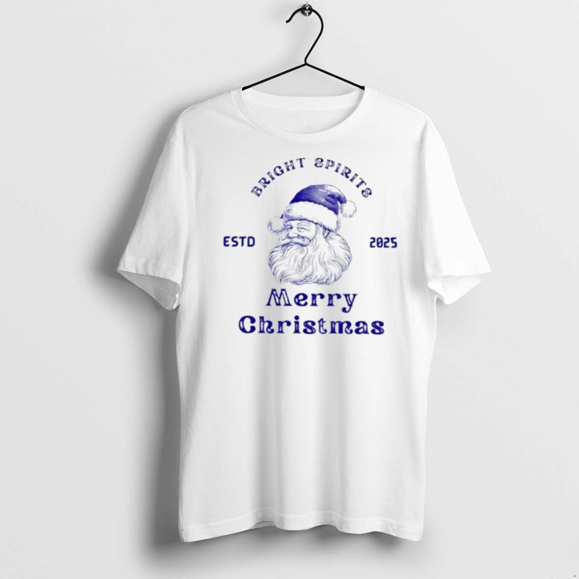 Santa Bright Spirits Merry Christmas Estd 2025 T Shirts Unisex T-shirt, Sweatshirt, Hoodie, Long Sleeve Tee - T-Shirt, Sweatshirt, Hoodie