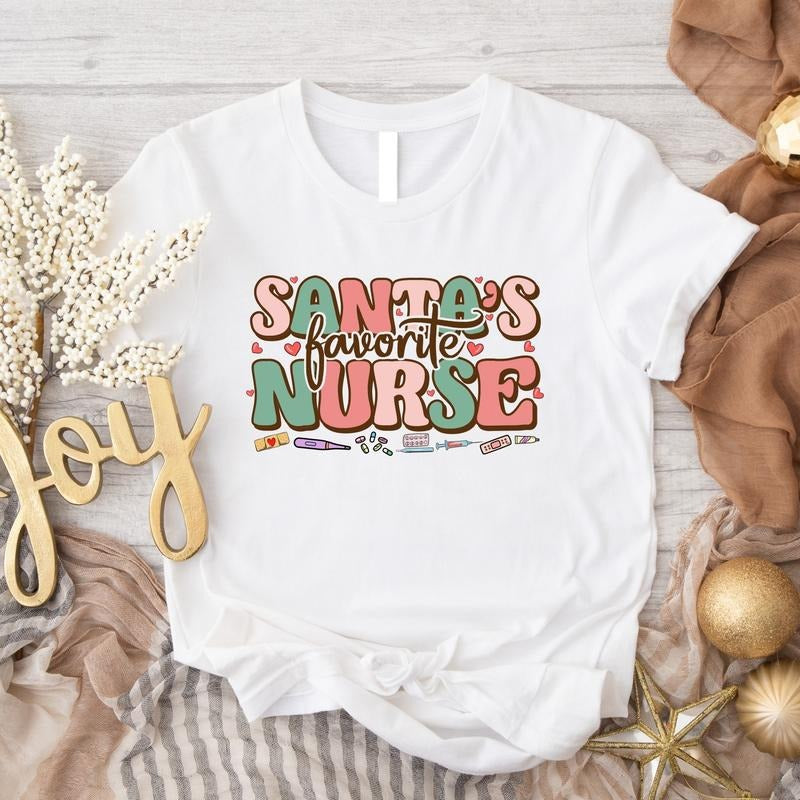 Santa'S Favorite Nurse Shirt Nurse Matching Nursing School Xmas Nurse Student Nurse Appreciation T-Shirts, Hoodie, Sweatshirt - T-Shirt, Sweatshirt, Hoodie