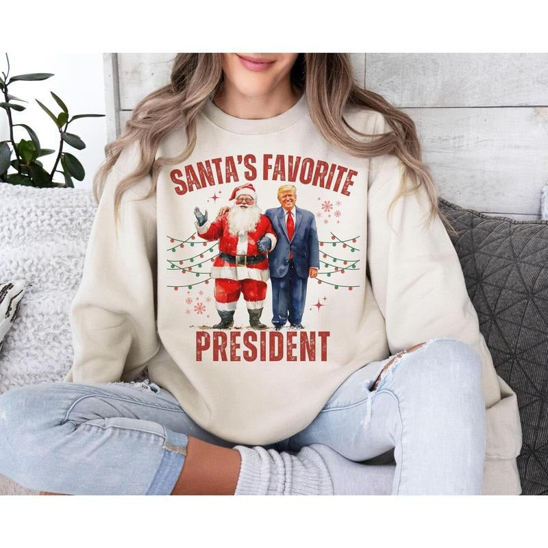 Santa'S Favorite President Shirt Humorous Trump Shirt Casual Comfort T-Shirts, Hoodie, Sweatshirt - T-Shirt, Sweatshirt, Hoodie