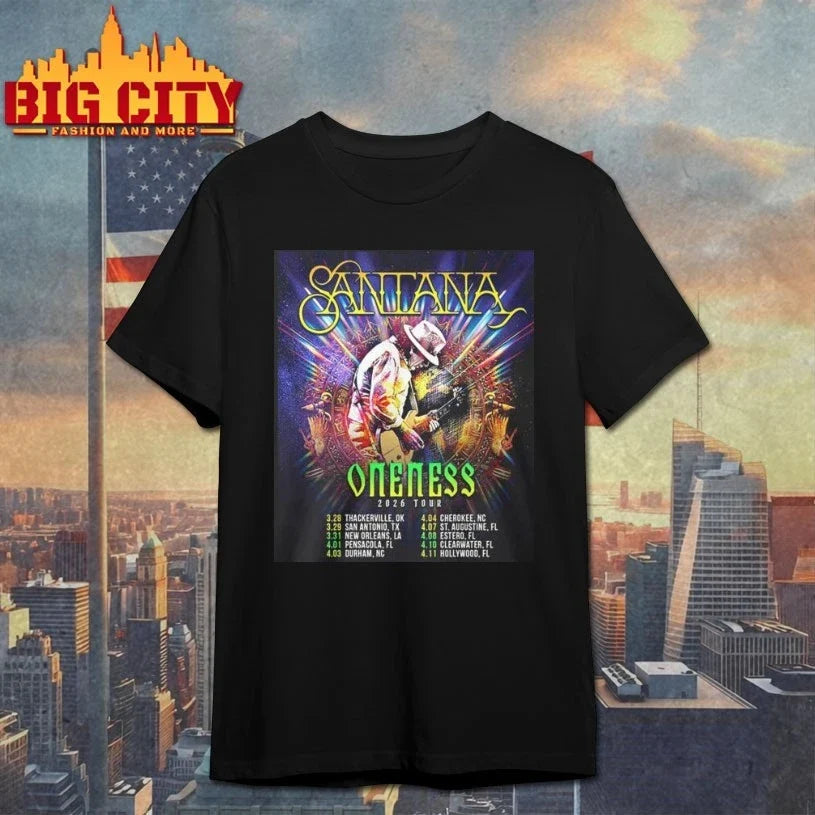 Santana Oneness Usa Tour 2026 shirt Unisex T-shirt, Sweatshirt, Hoodie, Long Sleeve Tee - T-Shirt, Sweatshirt, Hoodie