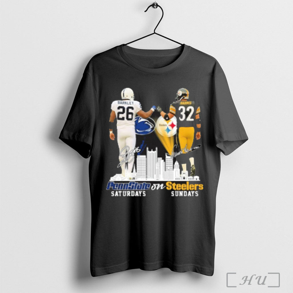 Saquon Barkley Penn State On Saturdays And Franco Harris Steelers On Sundays T Shirt Unisex T-shirt, Sweatshirt, Hoodie, Long Sleeve Tee - T-Shirt, Sweatshirt, Hoodie