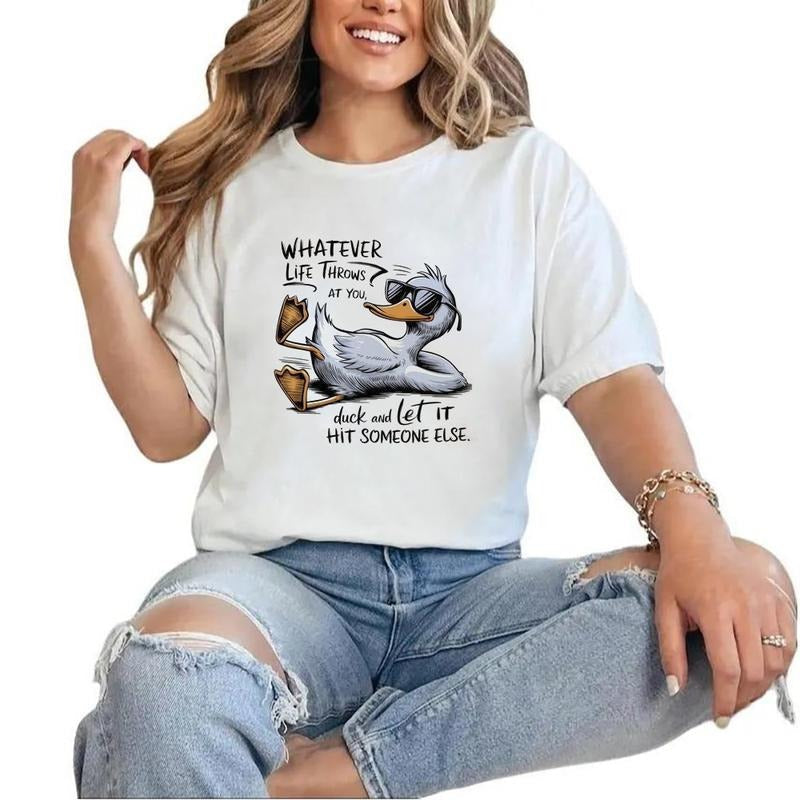 Sarcastic Duck Shirt Duck Lover Whatever Life Throws You Funny Duck Meme Cotton Menswear T-Shirts, Hoodie, Sweatshirt - T-Shirt, Sweatshirt, Hoodie