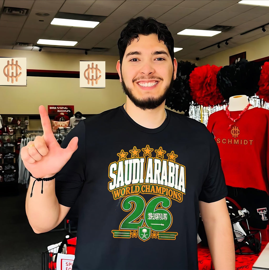Saudi Arabia 2026 World Champions flag shirt Unisex T-shirt, Sweatshirt, Hoodie, Long Sleeve Tee - T-Shirt, Sweatshirt, Hoodie