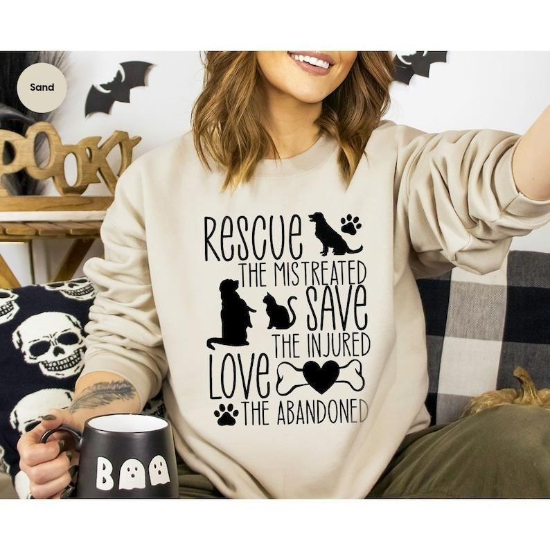 Save Animals Animal Rescue Long Sleeve Shirts Animal Rights Fur Mama Funny Pet ; Cotton Polyester Womenswear Light T-Shirts, Hoodie, Sweatshirt - T-Shirt, Sweatshirt, Hoodie
