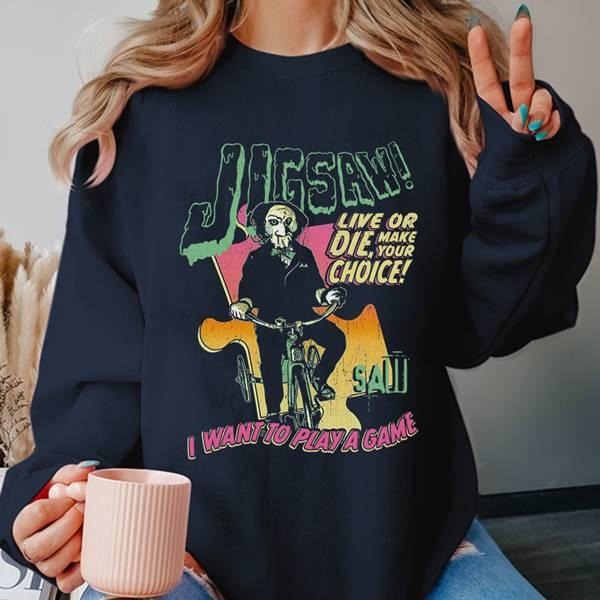 Saw Neon Puzzle Shirt Jigsaw Horrow Movie Shirt Jigsaw KiII Horrow Halloween Shirt Spooky Season Shirt T-Shirts, Hoodie, Sweatshirt - T-Shirt, Sweatshirt, Hoodie