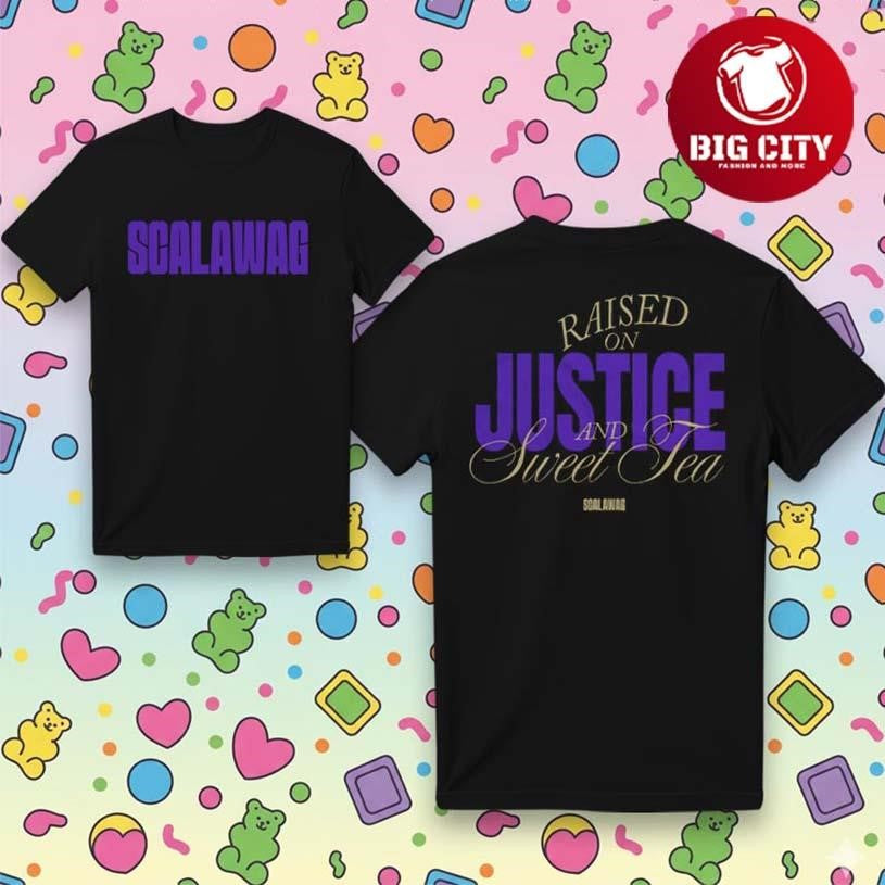 Scalawag Magazine Raised On Justice Two Sided Shirt Unisex T-shirt, Sweatshirt, Hoodie, Long Sleeve Tee - T-Shirt, Sweatshirt, Hoodie