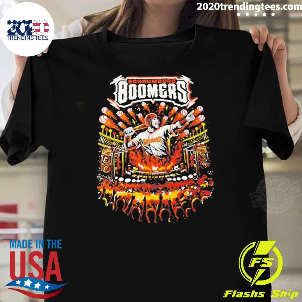 Schaumburg Boomers Baseball Flaming Batter Graphic Shirt Unisex T-shirt, Sweatshirt, Hoodie, Long Sleeve Tee - T-Shirt, Sweatshirt, Hoodie