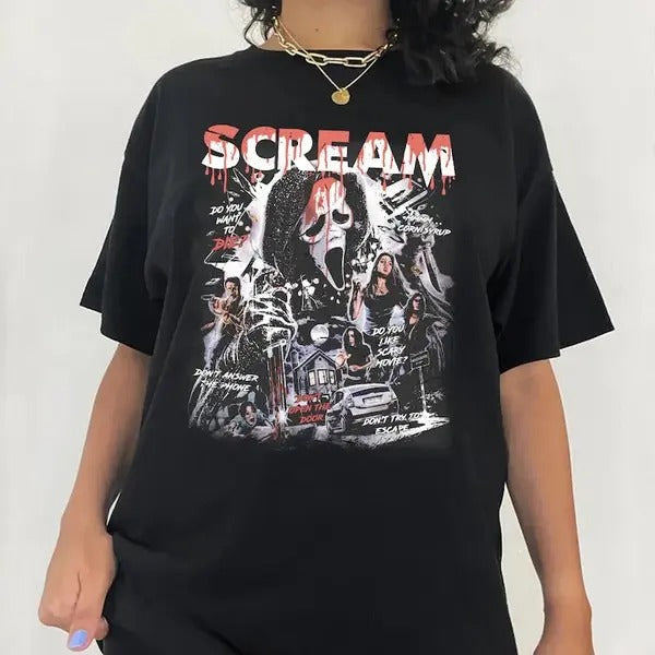 Scream Vintage Halloween Shirt Halloween Shirt Ghostface Shirts Horror Movie Halloween Party Scary Movie Shirt T-Shirts, Hoodie, Sweatshirt - T-Shirt, Sweatshirt, Hoodie