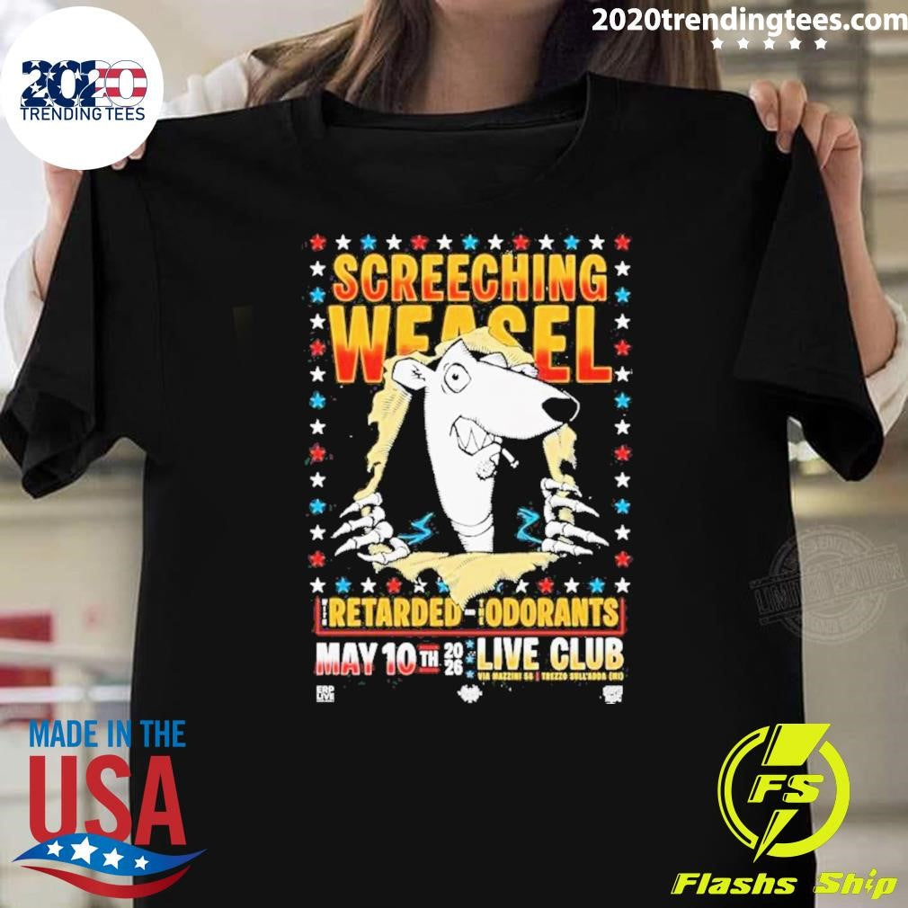 Screeching Weasel May 10 2026 Milan, Italy Poster Shirt Unisex T-shirt, Sweatshirt, Hoodie, Long Sleeve Tee - T-Shirt, Sweatshirt, Hoodie