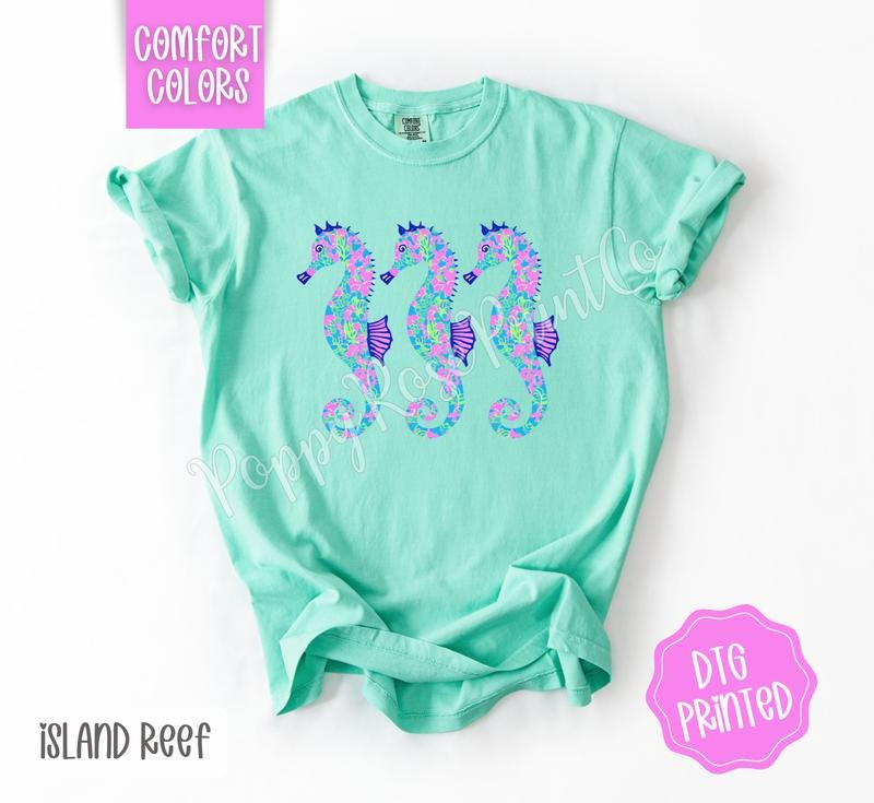 Seahorse Trio Comfort Colors Cute Beach Shirt Summer Her T-Shirts, Hoodie, Sweatshirt - T-Shirt, Sweatshirt, Hoodie
