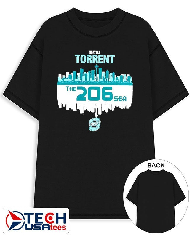 Seattle Torrent The 206 Sea Hockey City skyline shirt Unisex T-shirt, Sweatshirt, Hoodie, Long Sleeve Tee - T-Shirt, Sweatshirt, Hoodie