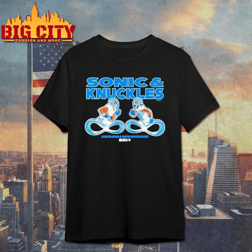 Sega Sonic And Knuckles Jahmyr Gibbs And David Montgomery Shirt Unisex T-shirt, Sweatshirt, Hoodie, Long Sleeve Tee - T-Shirt, Sweatshirt, Hoodie