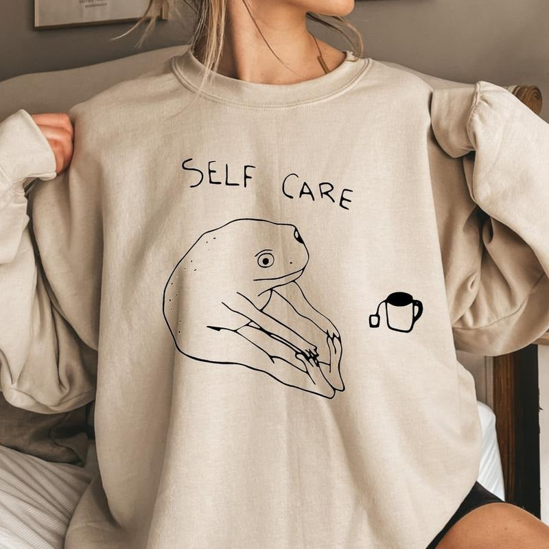 Self Care Funny Frog Self Care Frog Yoga Funny Trending Frog Self Care Positive T-Shirts, Hoodie, Sweatshirt - T-Shirt, Sweatshirt, Hoodie
