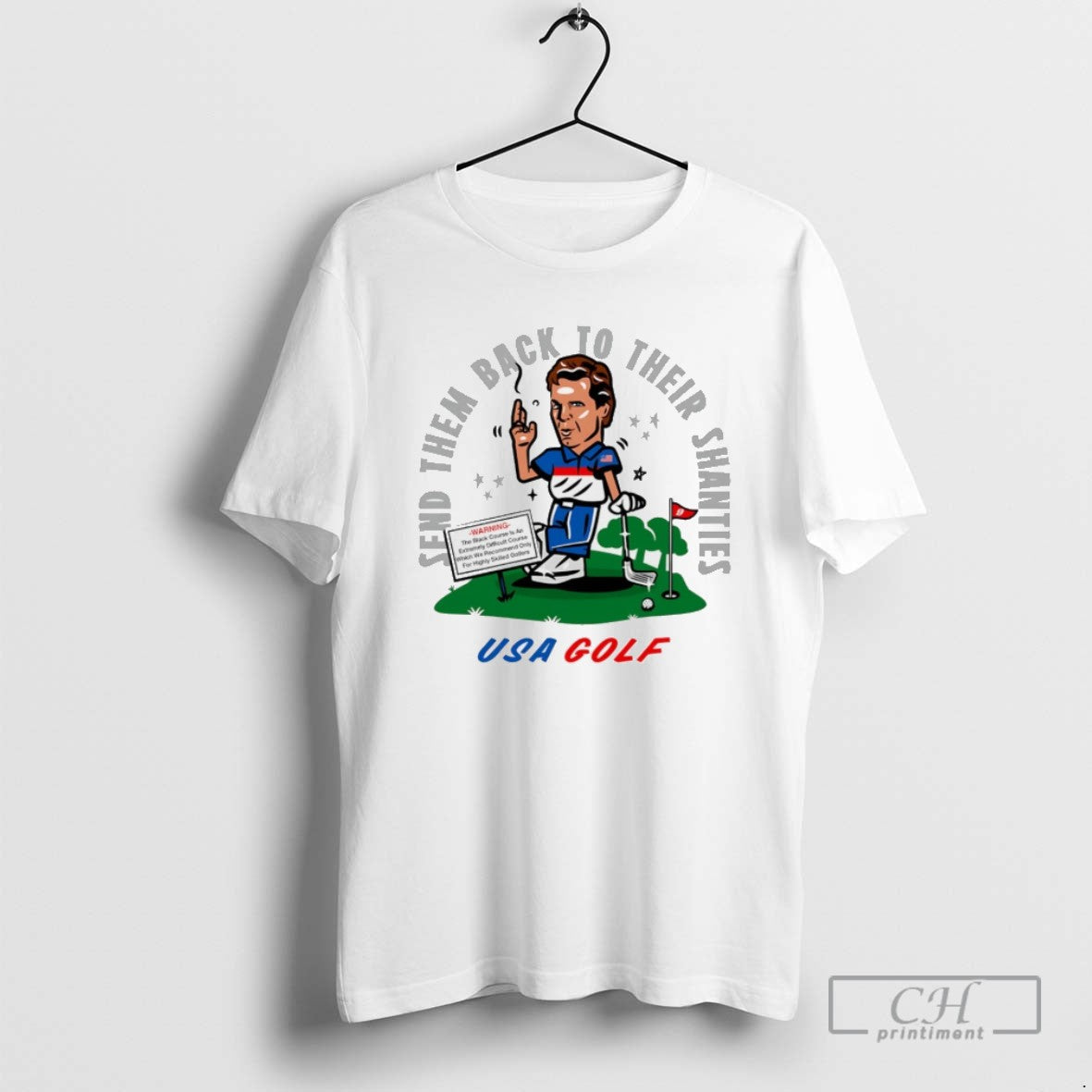 Send Them Back To Their Shanties Usa Golf Ryder Cup 2025 Cartoon T Shirts Unisex T-shirt, Sweatshirt, Hoodie, Long Sleeve Tee - T-Shirt, Sweatshirt, Hoodie