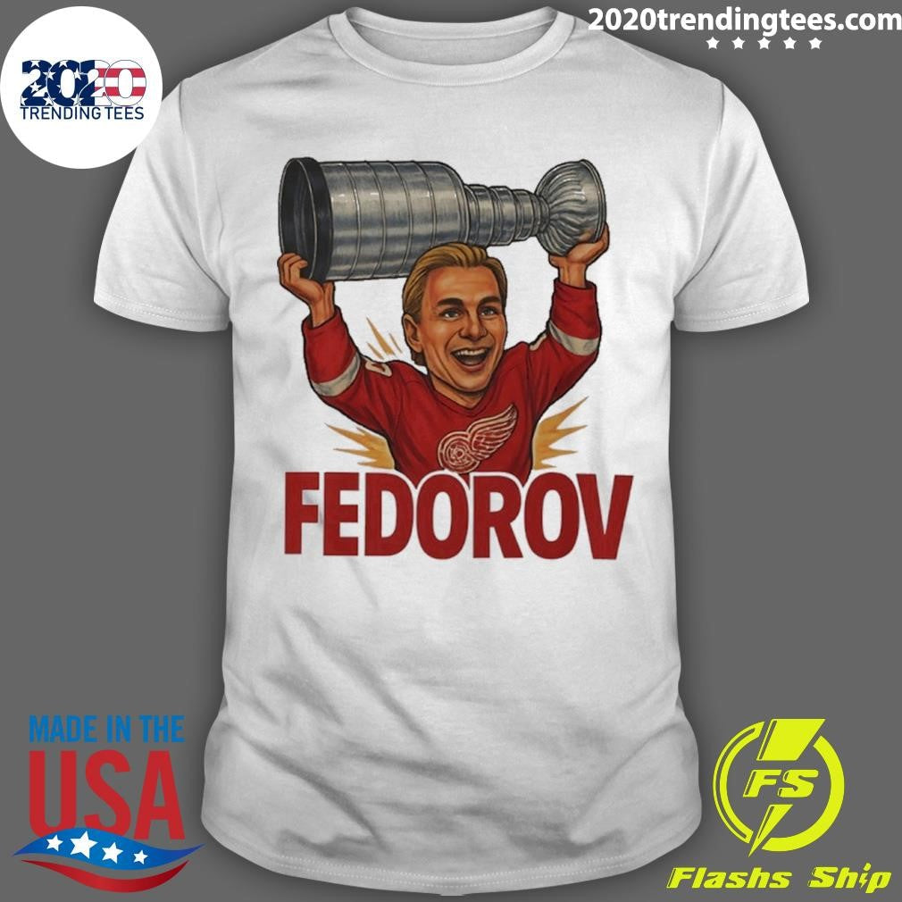 Sergei Fedorov Detroit Red Wings Hockey Player Caricature Shirt Unisex T-shirt, Sweatshirt, Hoodie, Long Sleeve Tee - T-Shirt, Sweatshirt, Hoodie