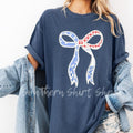 Shabby Chic Patriotic Bow Denim Comfort Colors 4th July T-Shirts, Hoodie, Sweatshirt - T-Shirt, Sweatshirt, Hoodie