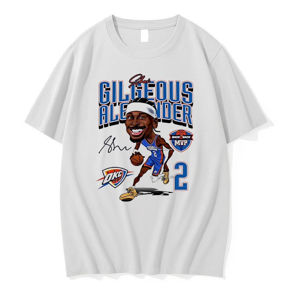 Shai Gilgeous Alexander 2 Ock Thunders Back 2 Back Mvp Signature Caricature Tshirts Sweater - T-Shirt, Sweatshirt, Hoodie