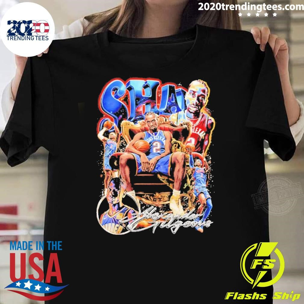 Shai Gilgeous-alexander Okc Thunders Collage 90s Bootleg Shirt Unisex T-shirt, Sweatshirt, Hoodie, Long Sleeve Tee - T-Shirt, Sweatshirt, Hoodie