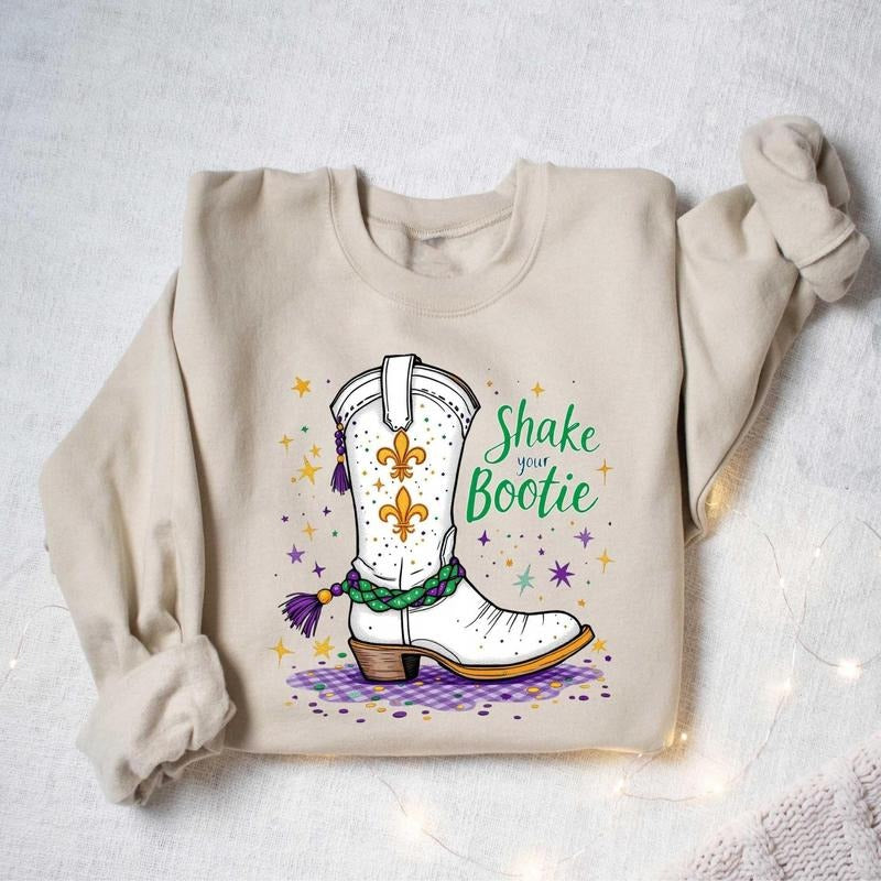 Shake Your Bootie Shirt Mardi Gras Boots Shirt Mardi Gras Funny Mardi Gras Shirt Mardi Gras Beads Shirt T-Shirts, Hoodie, Sweatshirt - T-Shirt, Sweatshirt, Hoodie