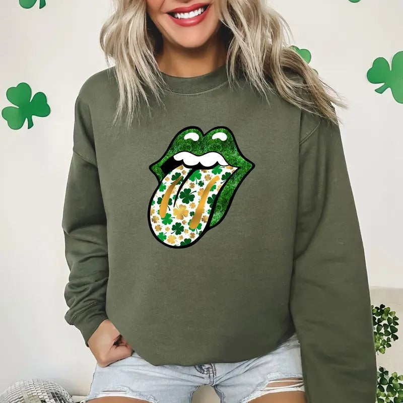 Shamrock Lips Shirt St. Patrick'S Day Shirt Cute St Patricks Day Lips Tongue Shirt Dripping Lips Cute Patrick Day T-Shirts, Hoodie, Sweatshirt - T-Shirt, Sweatshirt, Hoodie
