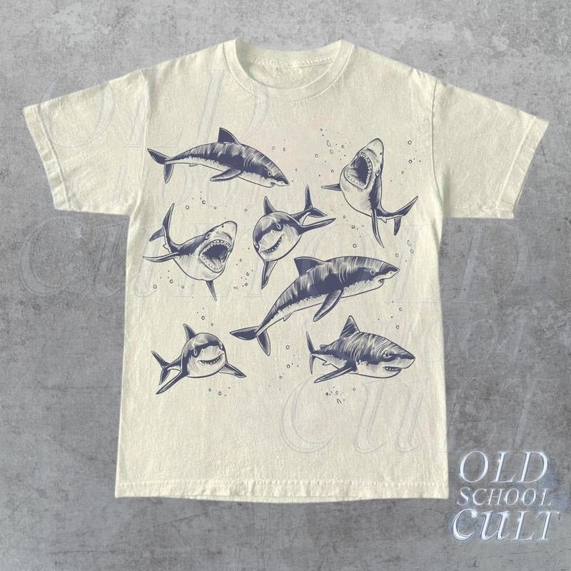 Sharks Vintage Tattoo Shark Ocean Ocean Sea Animal Shirt Vintage Sea Life T-Shirts, Hoodie, Sweatshirt - T-Shirt, Sweatshirt, Hoodie