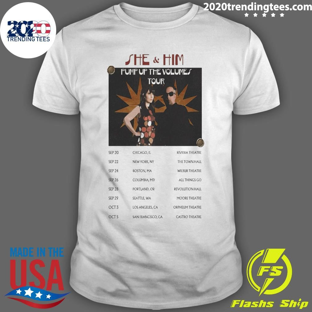She & Hims 2026 Pump Up The Volumes Tour Shirt Unisex T-shirt, Sweatshirt, Hoodie, Long Sleeve Tee - T-Shirt, Sweatshirt, Hoodie