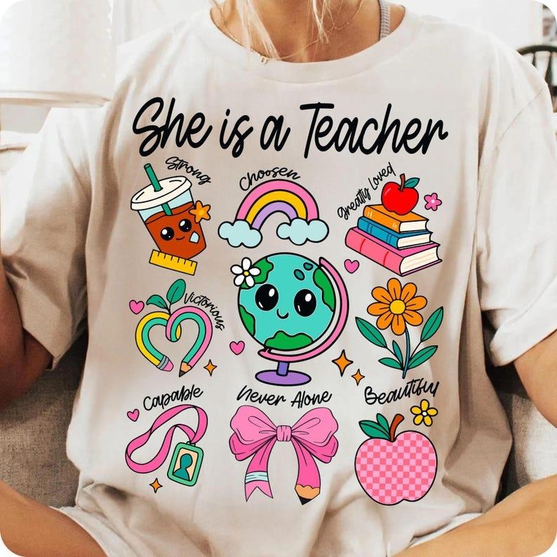 She Is Teacher Shirt Christian Teacher Mom Floral Coquette Bow Teacher Shirt T-Shirts, Hoodie, Sweatshirt - T-Shirt, Sweatshirt, Hoodie