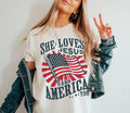 She Loves Jesus America Too Shirt America Retro Fourth July USA Flag Independence Day Shirt Christian Shirt 4th July Shirt T-Shirts, Hoodie, Sweatshirt - T-Shirt, Sweatshirt, Hoodie
