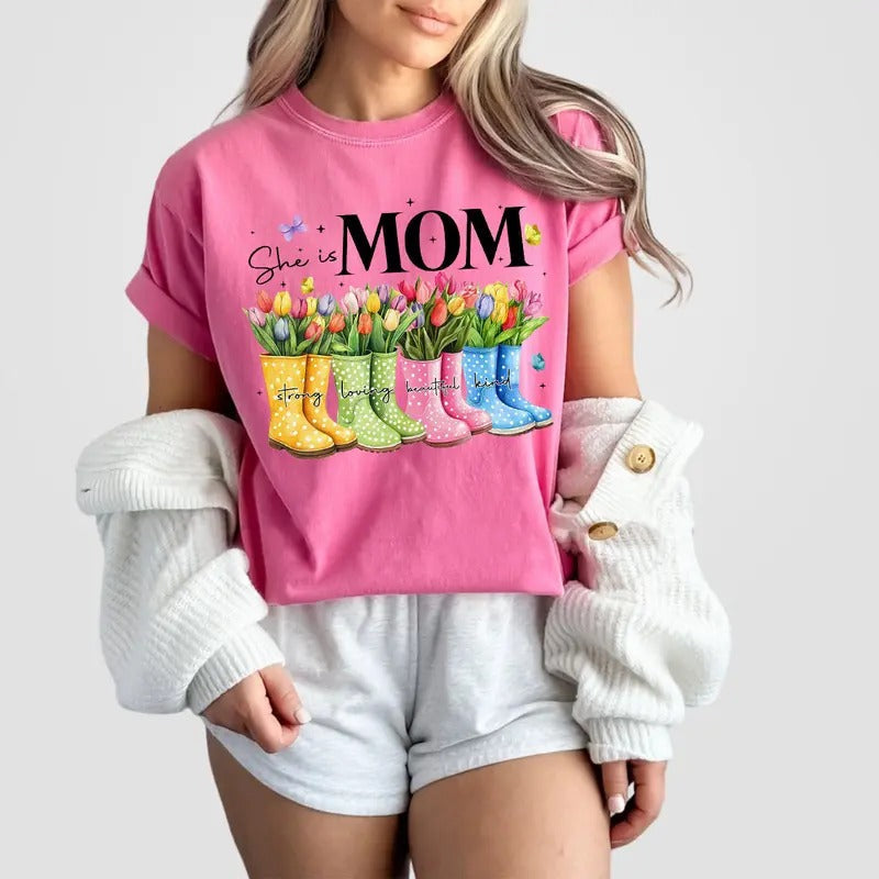 She Is Mom Christian Mom Shirt Shirts Floral Bible Verse Christian Her Wildflower Mom T-Shirts, Hoodie, Sweatshirt - T-Shirt, Sweatshirt, Hoodie