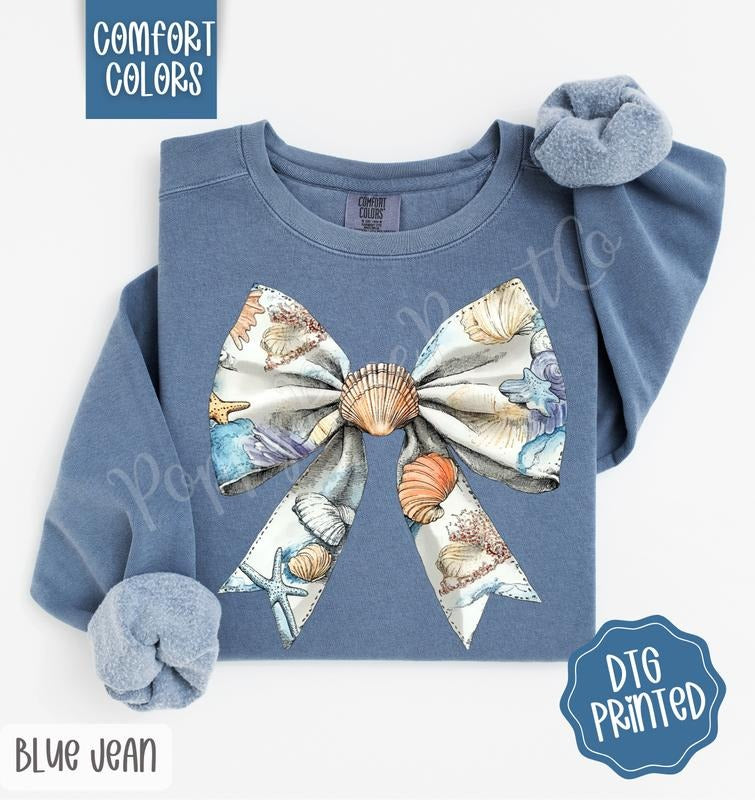 Shell Bow Comfort Colors Cute Summer Girly Beach T-Shirts, Hoodie, Sweatshirt - T-Shirt, Sweatshirt, Hoodie