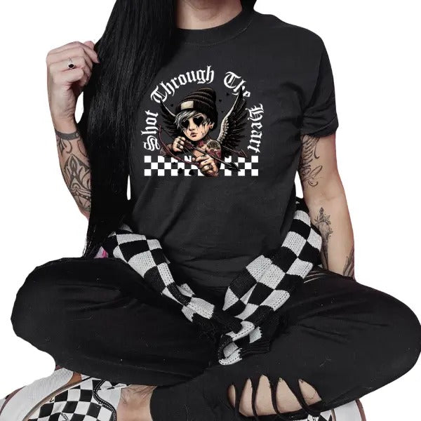 Shot Through Heart Black Punk Alt Grunge Goth Skeleton T-Shirts, Hoodie, Sweatshirt - T-Shirt, Sweatshirt, Hoodie
