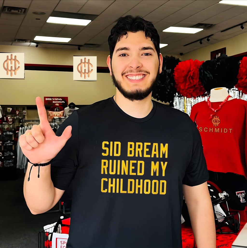 Sid Bream Ruined My Childhood text shirt Unisex T-shirt, Sweatshirt, Hoodie, Long Sleeve Tee - T-Shirt, Sweatshirt, Hoodie