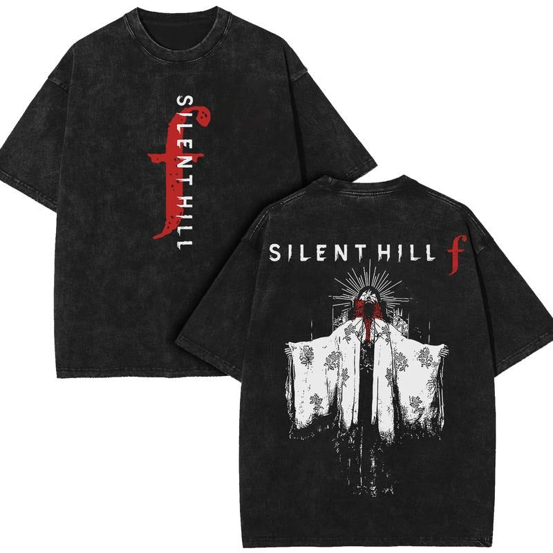 Silent Hill F Art Ghost Horror Game Washed 2 Sided Cotton Gaming Top Print Back Fan Gamer Streetwear Lover T-Shirts, Hoodie, Sweatshirt - T-Shirt, Sweatshirt, Hoodie