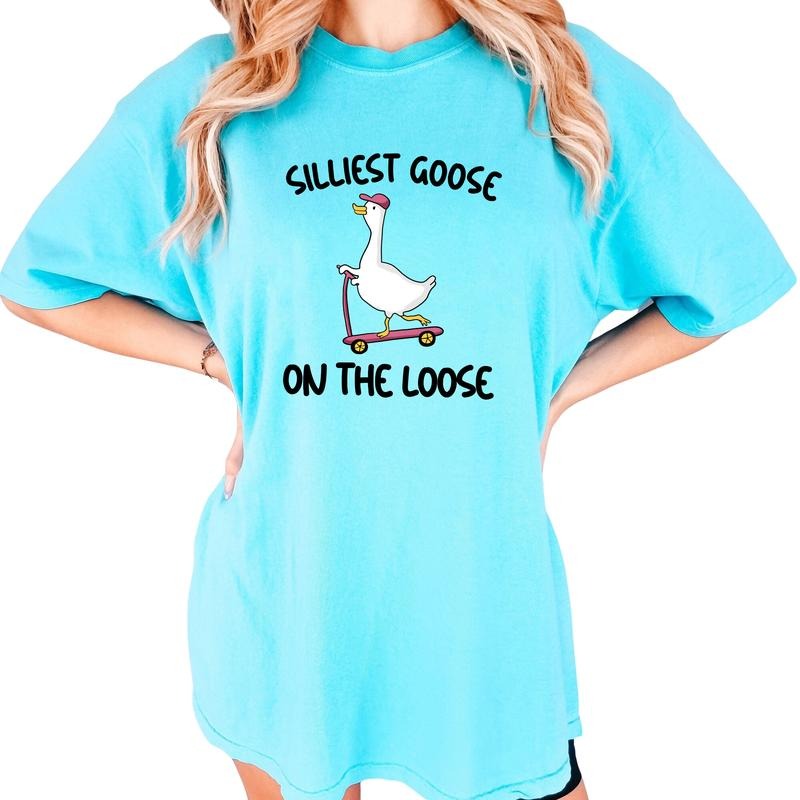 Silliest Goose Loose Shirt Funny Goose Goose Printed Meme Goose Bumps Goose Club Cute Goose Shirt Goose University Shirt Casual Tops Womenswear Menswear Cotton Soft Fabric T-Shirts, Hoodie, Sweatshirt - T-Shirt, Sweatshirt, Hoodie