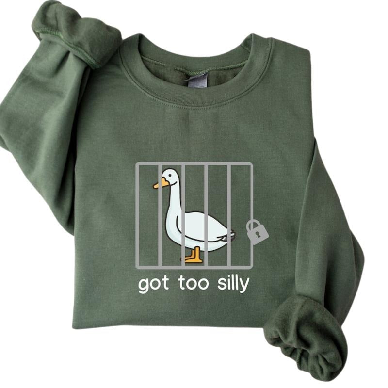 Silly Goose Got Too Silly Shirt Funny College Classic Fabric Menswear Fitted T-Shirts, Hoodie, Sweatshirt - T-Shirt, Sweatshirt, Hoodie