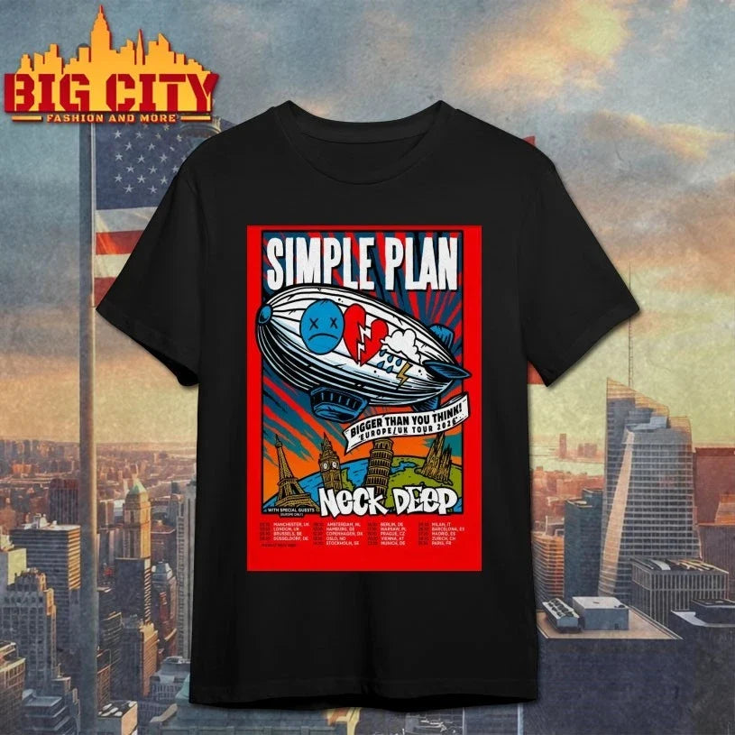 Simple Plan With Neck Deep Bigger Than You Think Europe-UK Tour 2026 Poster shirt Unisex T-shirt, Sweatshirt, Hoodie, Long Sleeve Tee - T-Shirt, Sweatshirt, Hoodie