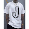Simple J Letter Printed Round Neck Short Sleeved Comfortable Breathable Casual Sports Top Suitable Spring Summer Vacation Leisure Made USA T-Shirts, Hoodie, Sweatshirt - T-Shirt, Sweatshirt, Hoodie