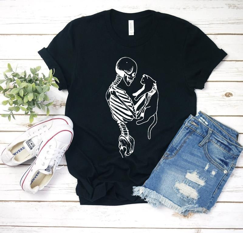 Skeleton Cat Shirt Cat Lovers Shirt Cat Lady T-Shirts, Hoodie, Sweatshirt - T-Shirt, Sweatshirt, Hoodie
