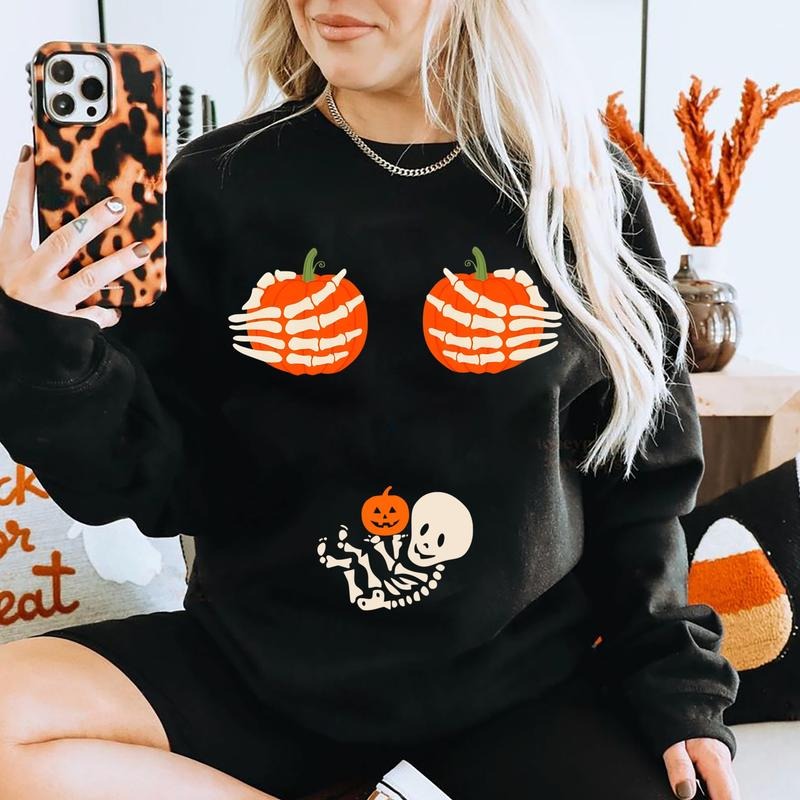 Skeleton Halloween Pregnancy Halloween Pregnancy Spooky Mama Funny Pregnancy Pregnant Wife T-Shirts, Hoodie, Sweatshirt - T-Shirt, Sweatshirt, Hoodie