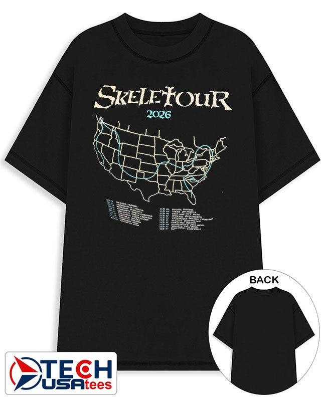 Skeletour 2026 USA State shirt Unisex T-shirt, Sweatshirt, Hoodie, Long Sleeve Tee - T-Shirt, Sweatshirt, Hoodie