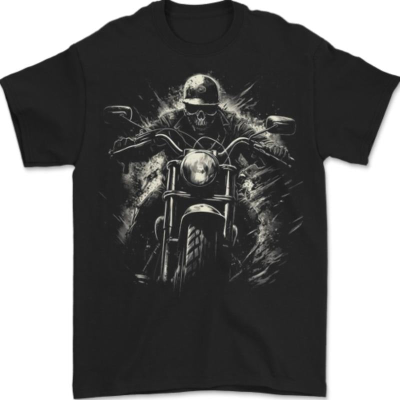 Skull Biker Motorcycle Motorbike Grim Reaper Cotton Made USA T-Shirts, Hoodie, Sweatshirt - T-Shirt, Sweatshirt, Hoodie