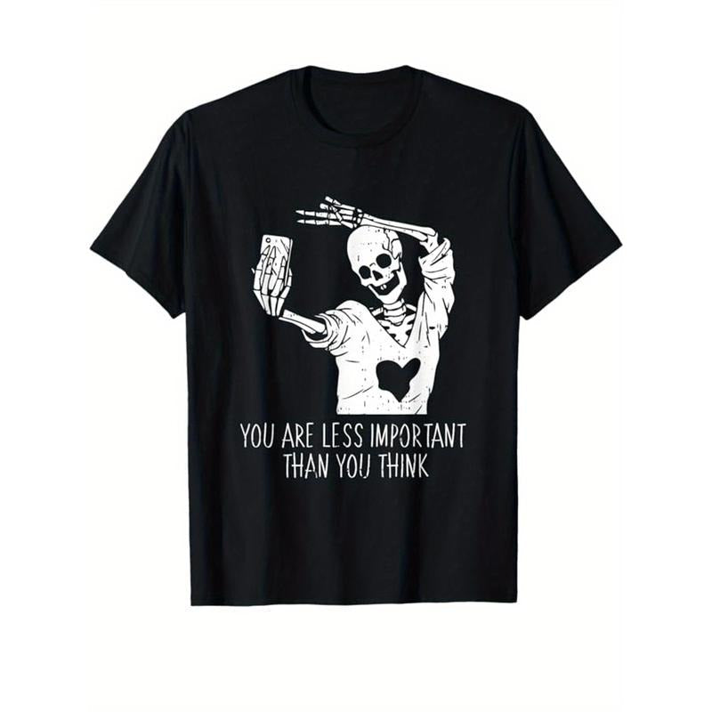 Skull Print Cotton Outdoor Halloween Costume Casual Short Sleeve Crew Neck Top Made USA T-Shirts, Hoodie, Sweatshirt - T-Shirt, Sweatshirt, Hoodie