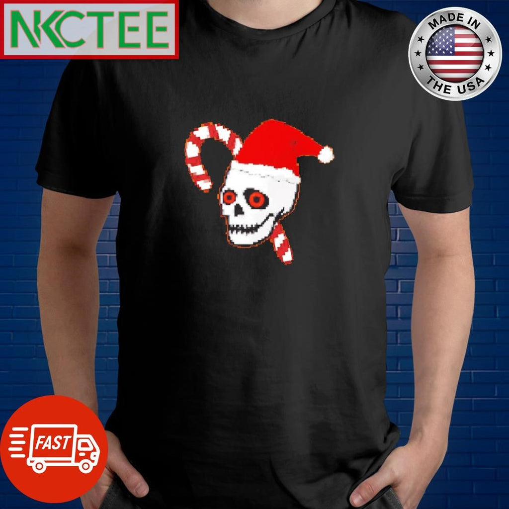 Skull Santa hat candy stick shirt Unisex T-shirt, Sweatshirt, Hoodie, Long Sleeve Tee - T-Shirt, Sweatshirt, Hoodie
