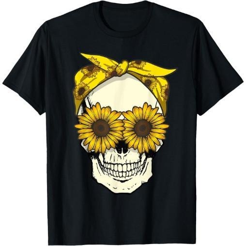 Skull Sunflower Bandana Floral Sun Flowers Pattern Cute Goth Made USA T-Shirts, Hoodie, Sweatshirt - T-Shirt, Sweatshirt, Hoodie