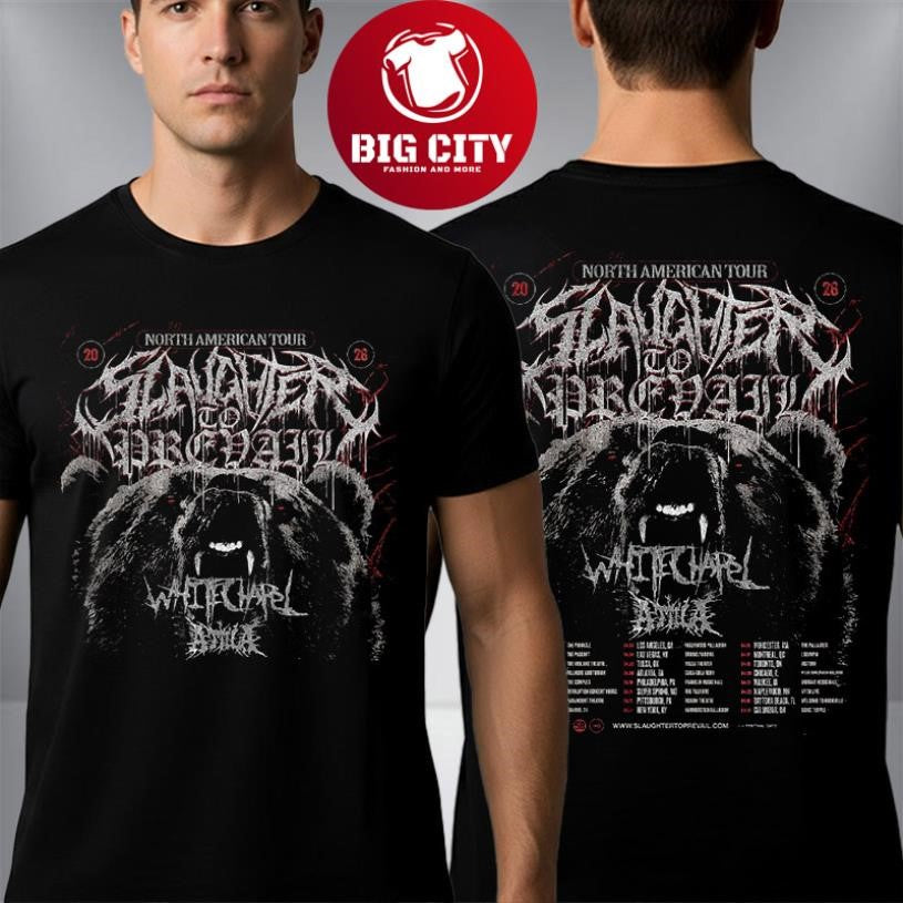 Slaughter To Prevail North America 2026 Tour Schedule Tour Dates Two Sided Shirt Unisex T-shirt, Sweatshirt, Hoodie, Long Sleeve Tee - T-Shirt, Sweatshirt, Hoodie