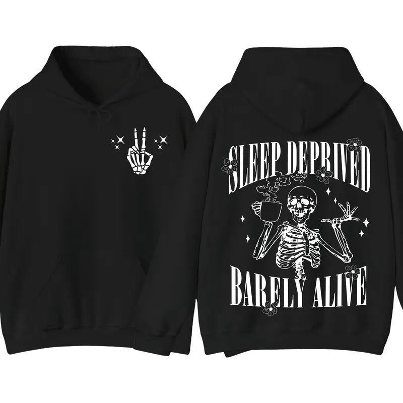 Sleep Deprived Barely Alive Funny Skeleton Halloween Him Her T-Shirts, Hoodie, Sweatshirt - T-Shirt, Sweatshirt, Hoodie