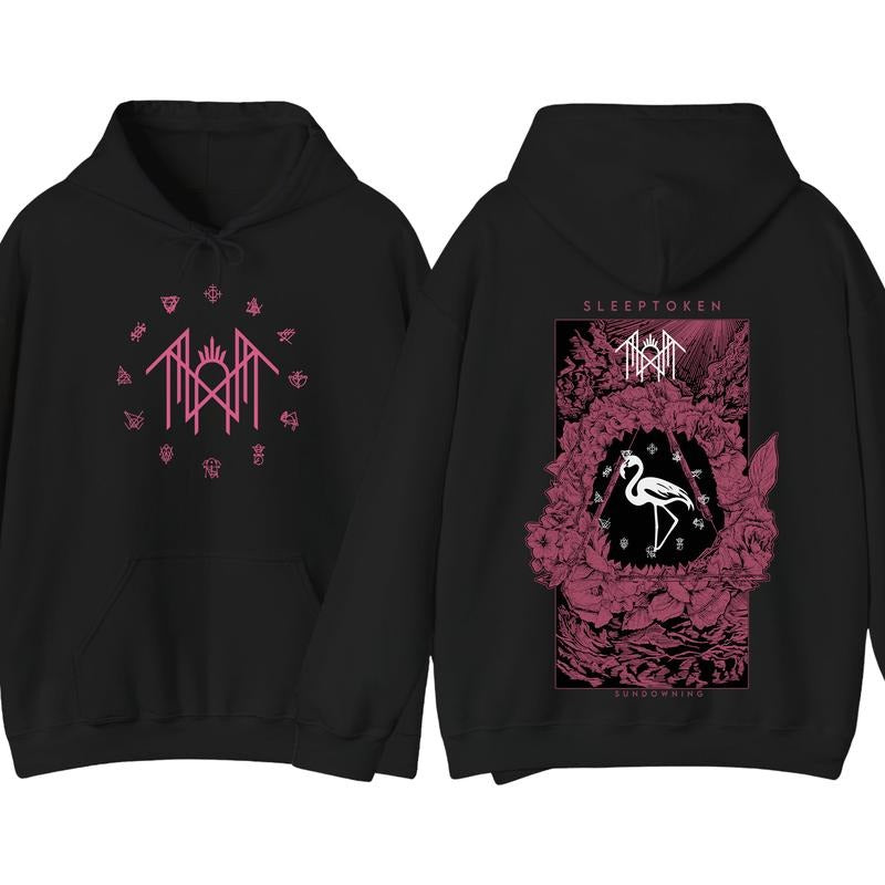 Sleep Token 2025 Tour Even Arcadia Flamingo Emblem Two Sided Sleep Token Rose Heavy Metal Hooded T-Shirts, Hoodie, Sweatshirt - T-Shirt, Sweatshirt, Hoodie